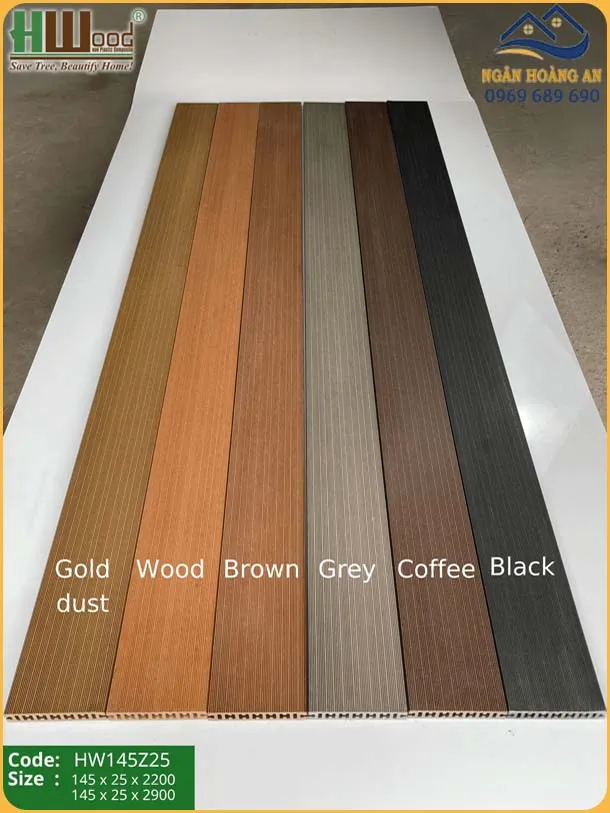 Sàn Sân Vườn Gỗ Nhựa Ngoài Trời Hwood HW145Z25 Coffee